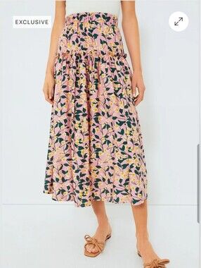 Moon River Pink Multi Floral Ruffled Maxi Skirt Size Large Tuckernuck